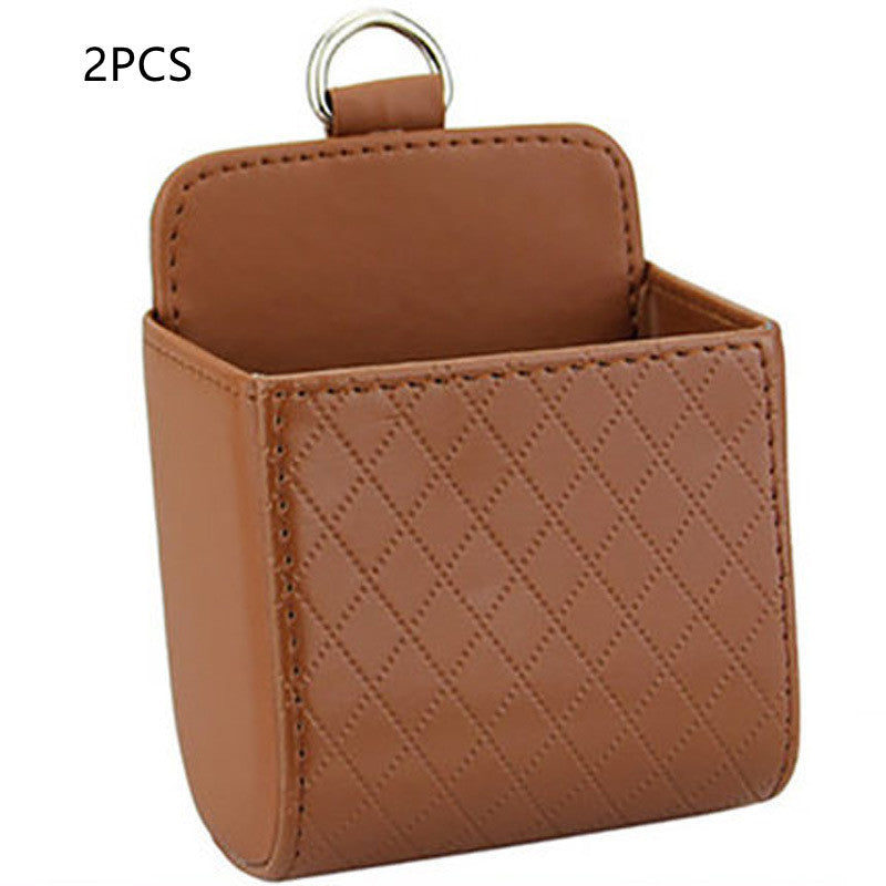 Premium Leather Car Air Vent Organizer - Multi-Pocket Storage Caddy with Phone Holder