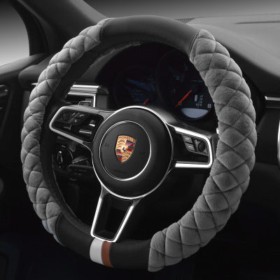 Luxury Plush Steering Wheel Cover - 38cm Universal Winter Warm Soft Touch with Anti-Slip Grip