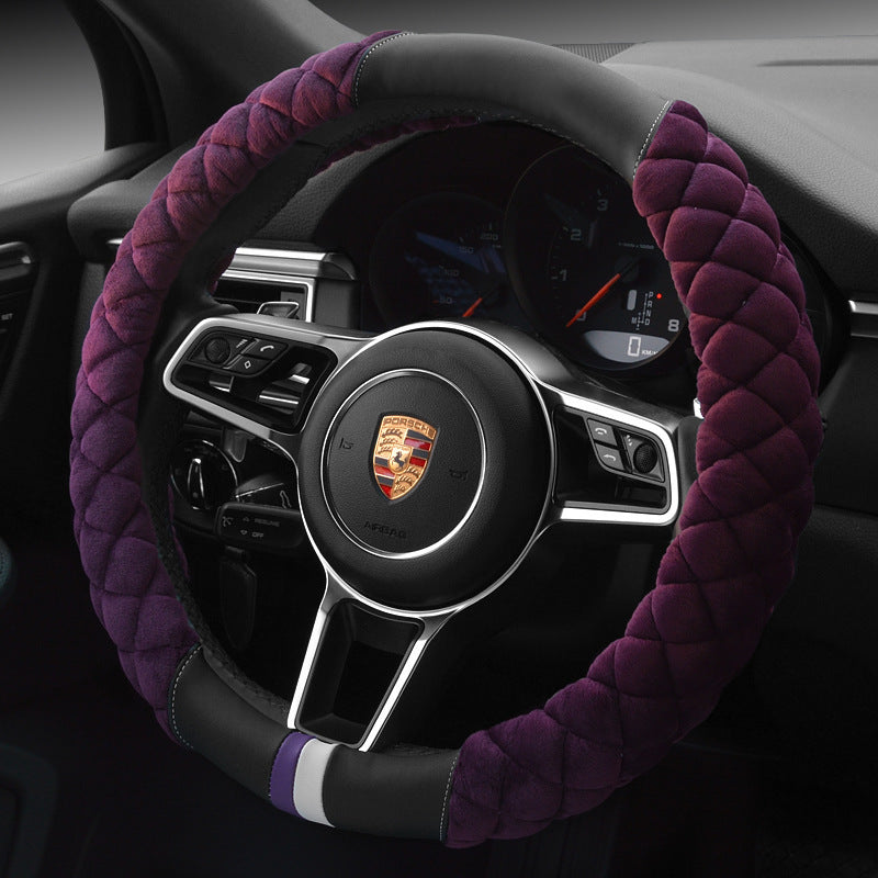 Luxury Plush Steering Wheel Cover - 38cm Universal Winter Warm Soft Touch with Anti-Slip Grip