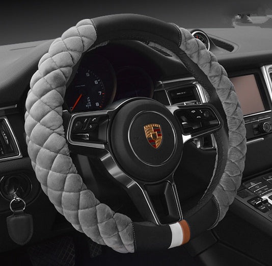 Luxury Plush Steering Wheel Cover - 38cm Universal Winter Warm Soft Touch with Anti-Slip Grip
