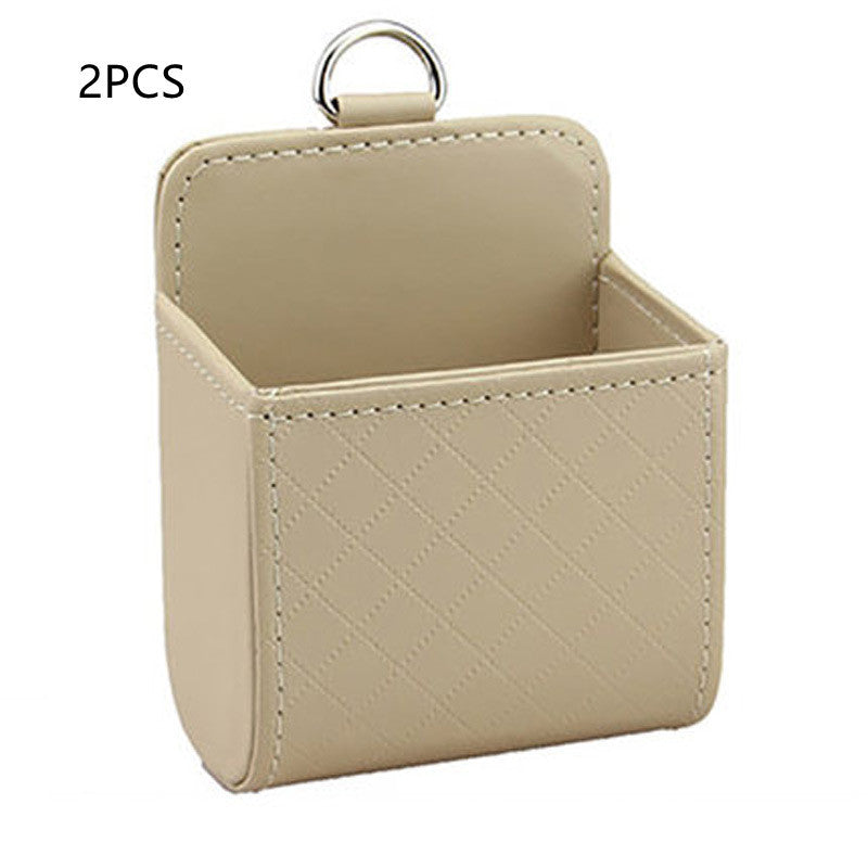Premium Leather Car Air Vent Organizer - Multi-Pocket Storage Caddy with Phone Holder