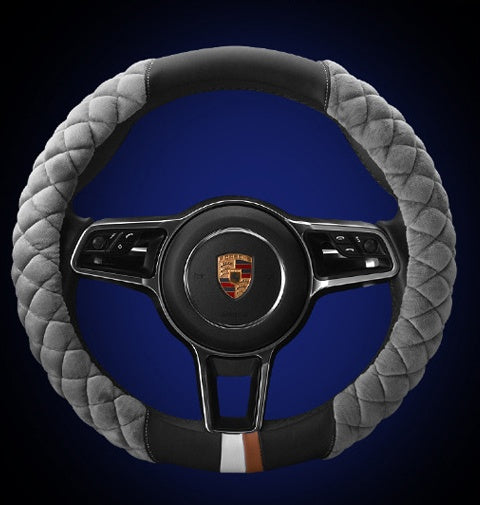 Luxury Plush Steering Wheel Cover - 38cm Universal Winter Warm Soft Touch with Anti-Slip Grip