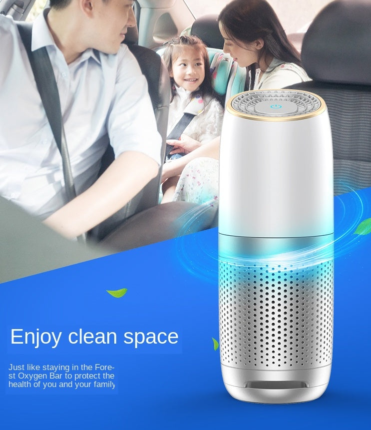 Premium Car Air Purifier with HEPA Filter - USB Powered 3-Stage Filtration & Negative Ion Generator
